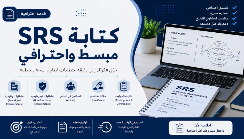 سأقوم بكتابة SRS مبسط واحترافي لمشروعك البرمجي