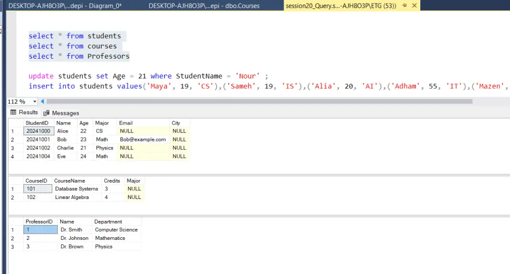 انشاء قاعدة بيانات باستخدام SQL
