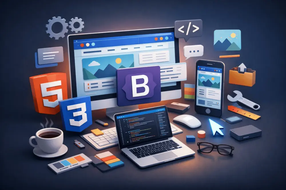تصميم صفحات ويب ثابتة بـ HTML, CSS و Bootstrap