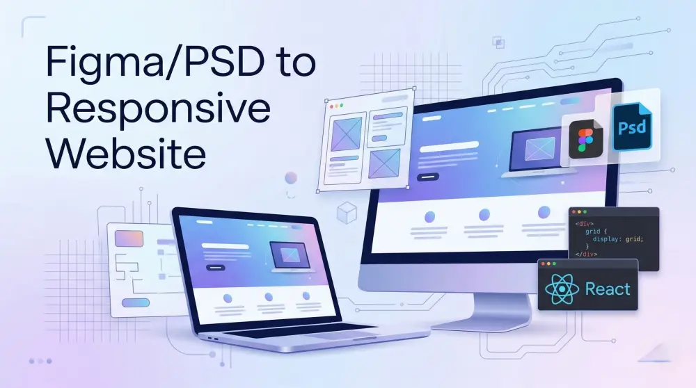 تحويل تصميم Figma أو PSD إلى موقع متجاوب باستخدام HTML و CSS