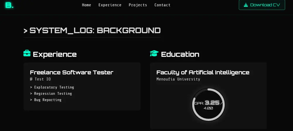 تصميم موقع تعريفي (بورتفوليو) احترافي بهوية بصرية مميزة.