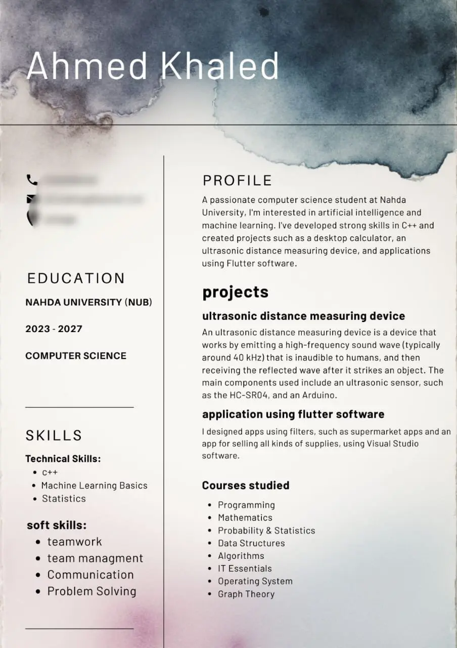 تصميم سيرة ذاتية احترافية CV متوافقة مع أنظمة ATS