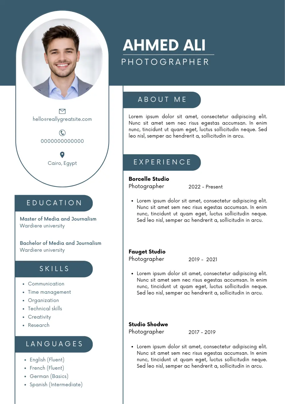 تصميم سيرة ذاتية احترافية (CV) بشكل عصري وجذاب