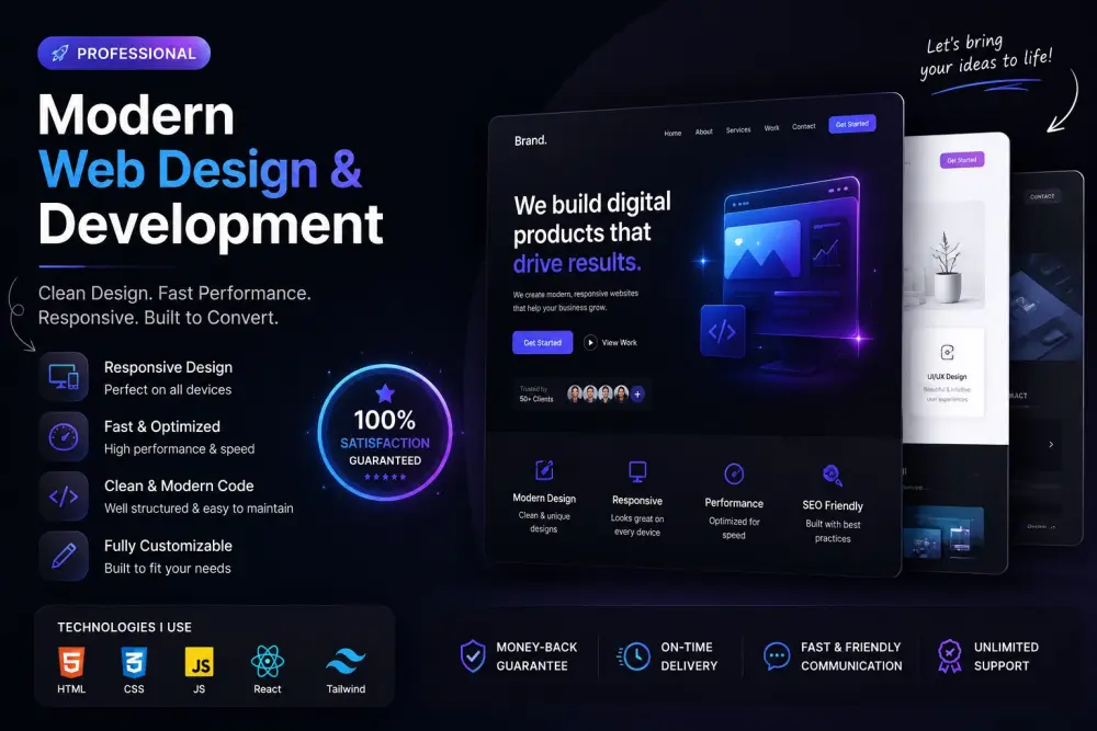 تصميم Landing Page بـ React.js
