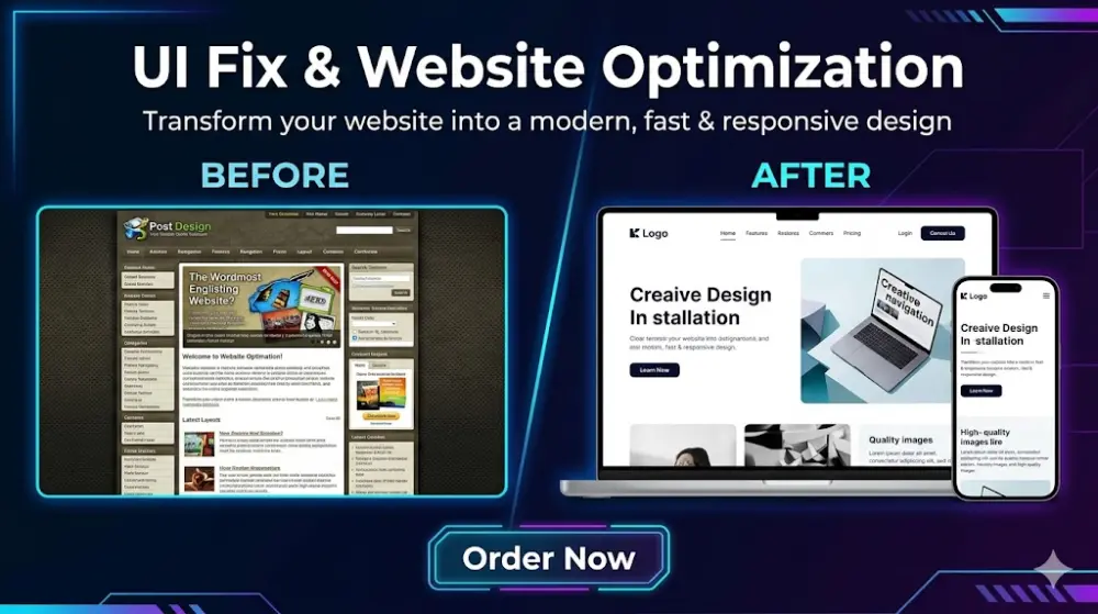 تعديل وتحسين واجهات مواقع ويب (UI Fix & Optimization)