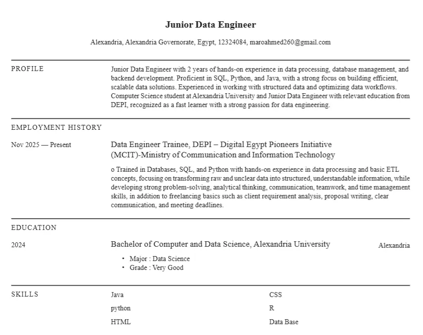 تصميم CV احترافي متوافق مع ATS يضمن لك فرص قبول أعلى بنسبة 95%
