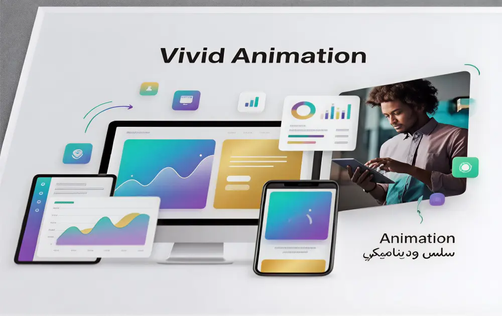 موقع Web كامل مع Animation وصور زاهية