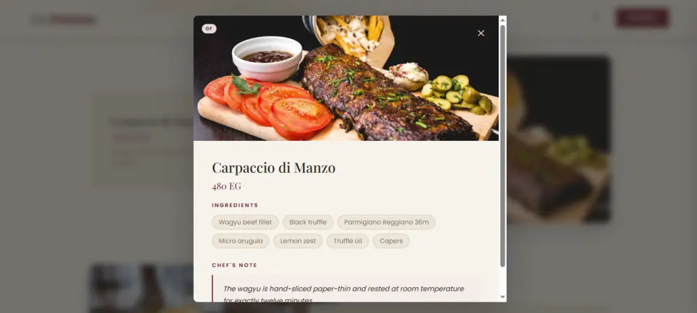 تصميم وبرمجة صفحة منيو إلكتروني احترافي لمطعم أو كافيه