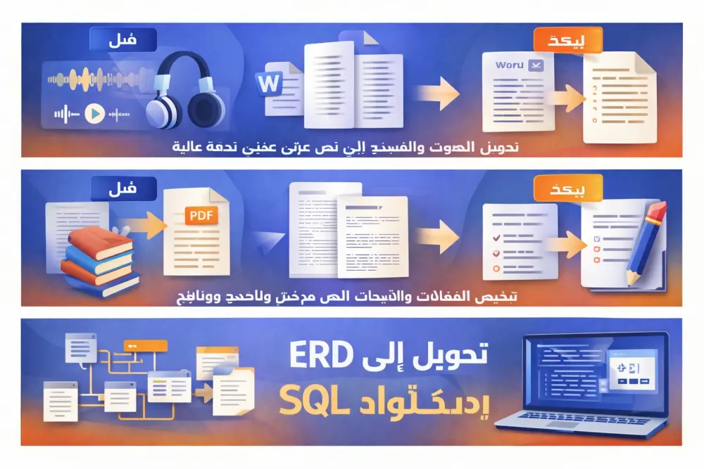 تحويل الملفات الصوتية والفيديوهات إلى نص عربي منسق بدقة واحترافية