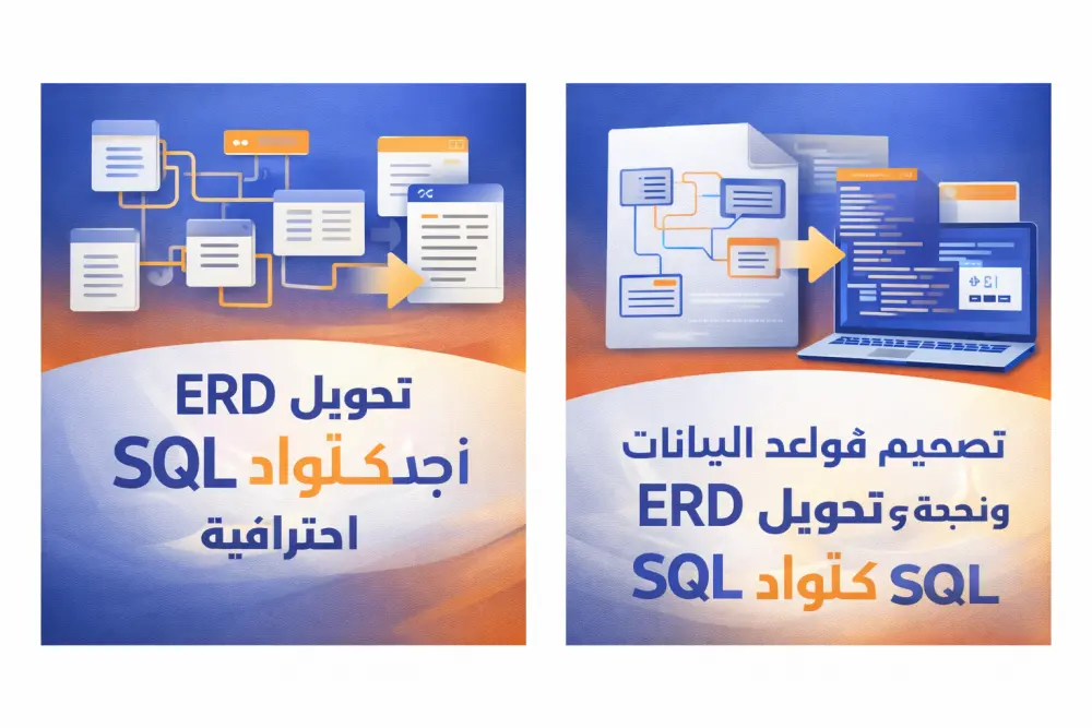 تحويل ERD إلى أكواد SQL وتصميم قواعد بيانات احترافية