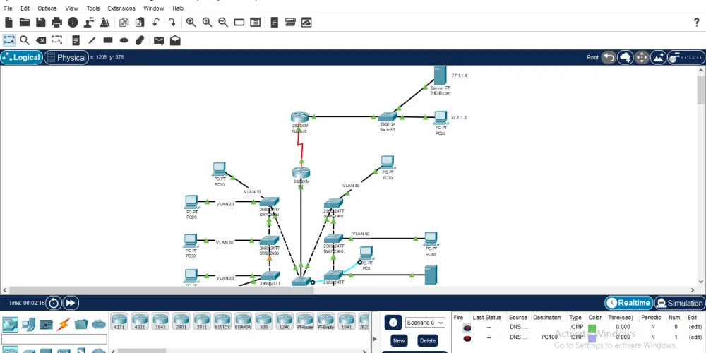محاكاة شبكات حاسوبية باستخدام برنامج Cisco Packet Tracer