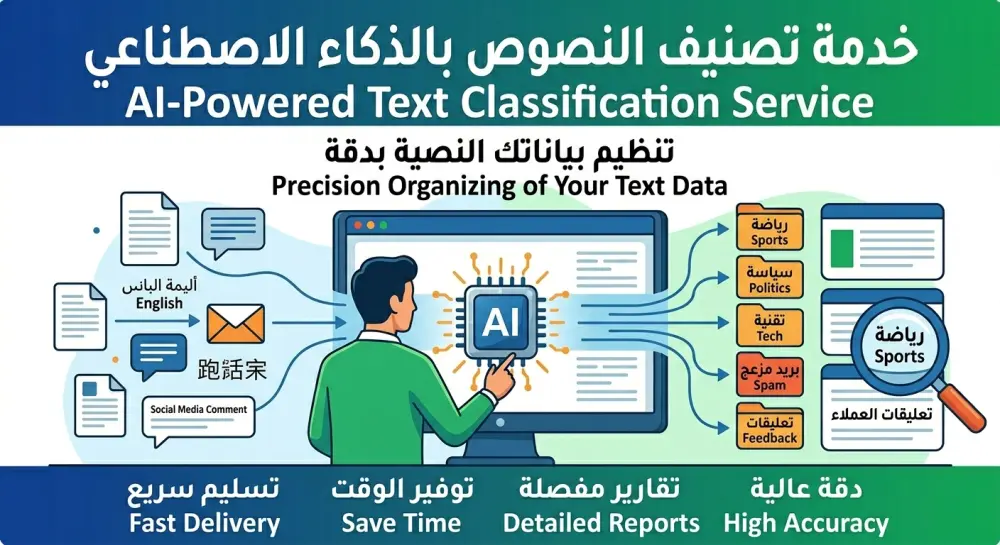 بناء نموذج ذكاء اصطناعي لتصنيف النصوص ورسائل العملاء بدقة