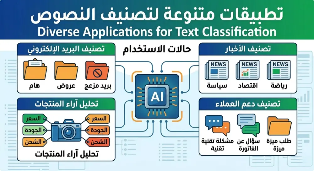 بناء نموذج ذكاء اصطناعي لتصنيف النصوص ورسائل العملاء بدقة