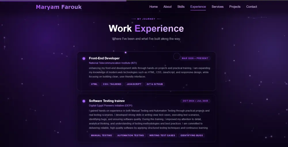 تصميم وتطوير موقع Portfolio شخصي