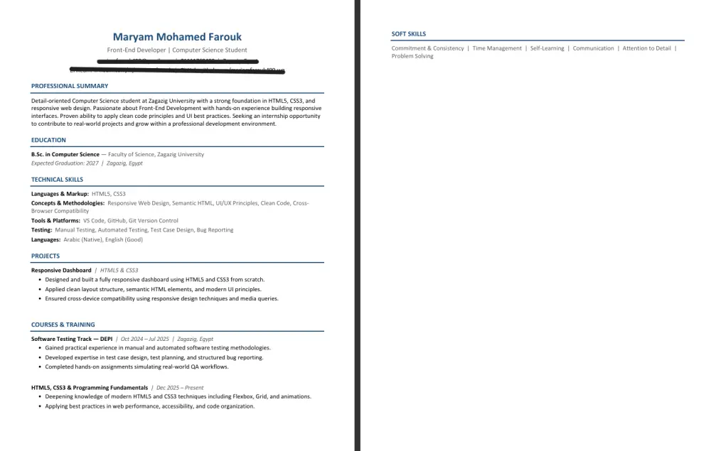 تصميم سيرة ذاتية احترافية (CV) متوافقة مع أنظمة ATS
