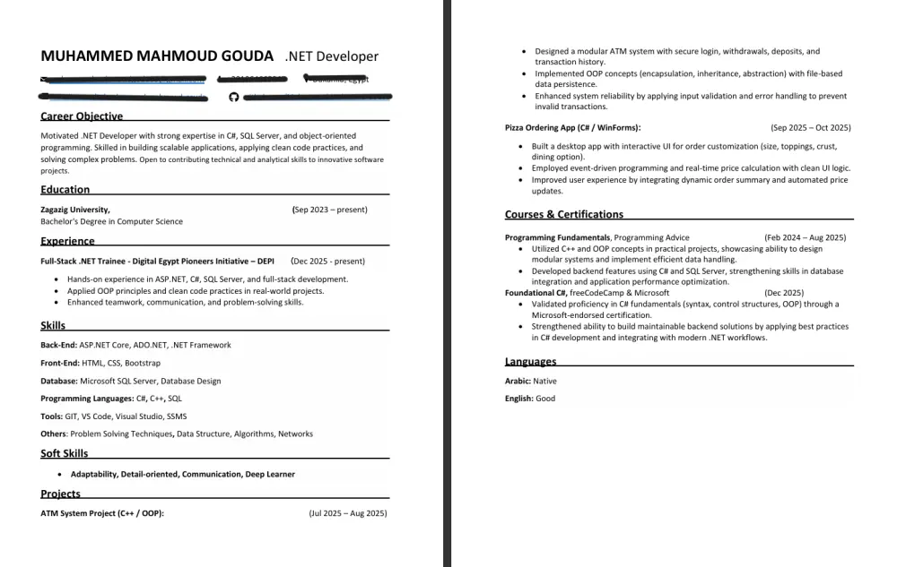 تصميم سيرة ذاتية احترافية (CV) متوافقة مع أنظمة ATS
