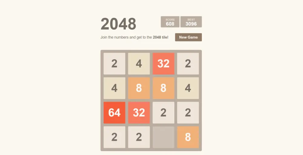 إنشاء لعبة 2048 احترافية ومتجاوبة باستخدام HTML وCSS وJavaScript