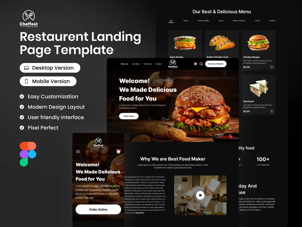 Restaurant Landing Page UI Design Using React & Tailwind CSS