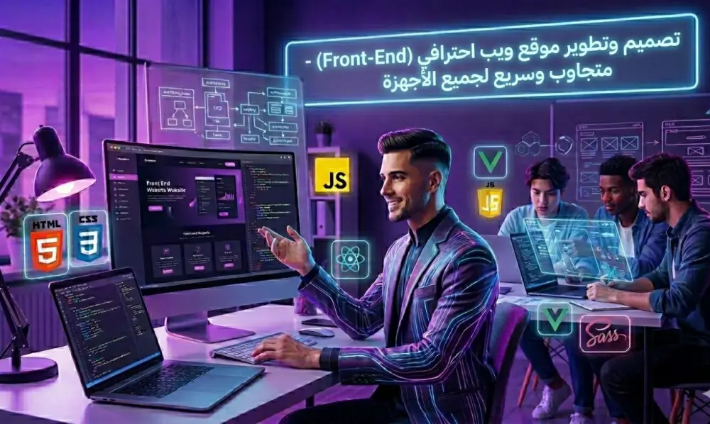 سأقوم بتصميم وتطوير موقع ويب احترافي باستخدام تقنيات الـ Front-End الحديثة، يتميز بسرعة الأداء، التصميم الجذاب، والتوافق مع جميع الأجهزة (موبايل / تابلت / كمبيوتر).