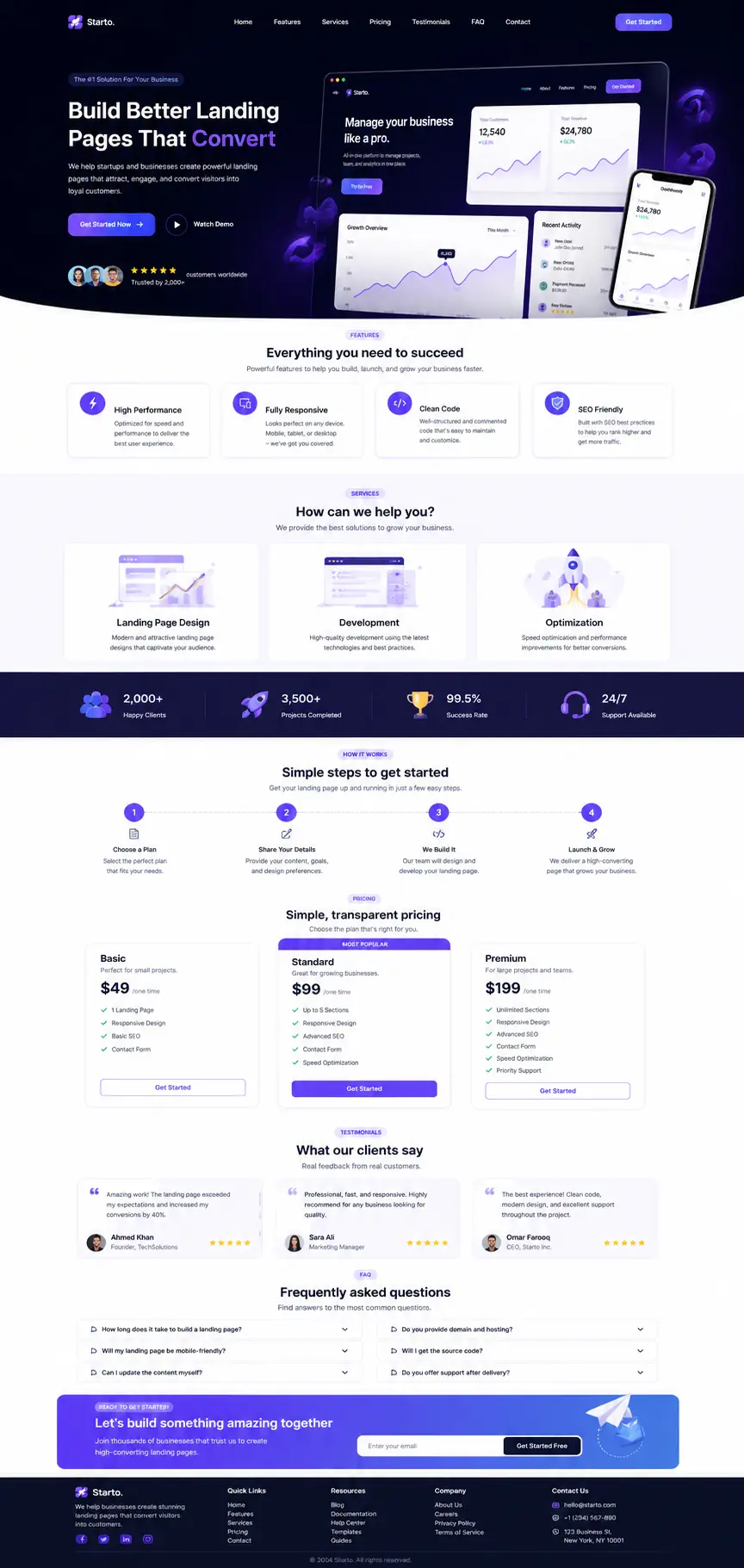 تصميم صفحة هبوط Landing page عصرية و جذابة باحدث التقنيات