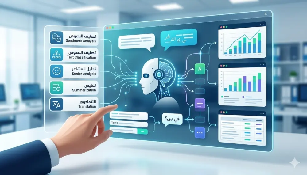 بناء وتطوير نماذج تحليل النصوص ومعالجة اللغات الطبيعية (NLP) باستخدام Python.