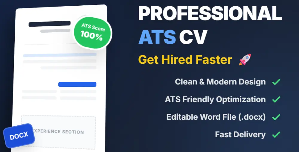 تصميم سيرة ذاتية CV حديثة ومنظمة وجذابة بنظام ATS