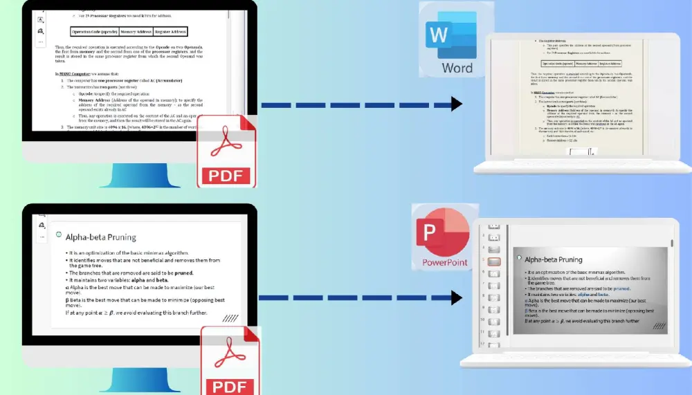 تحويل وتفريغ ملفات PDF إلى Word, PPT وتنسيقها باحترافية