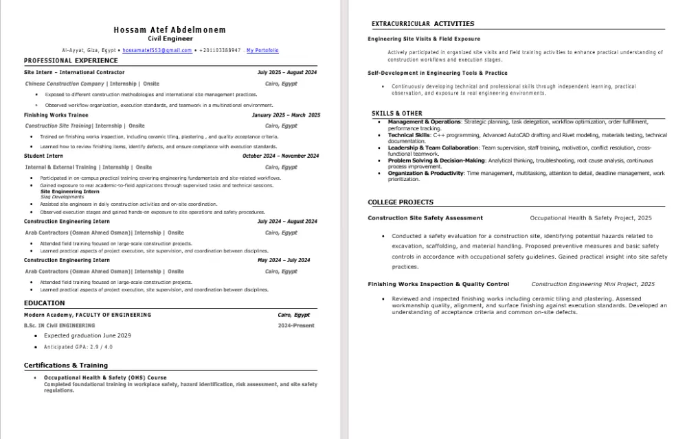 سأصمم لك سيرة ذاتية احترافية ATS CV تزيد فرص قبولك في الوظائف