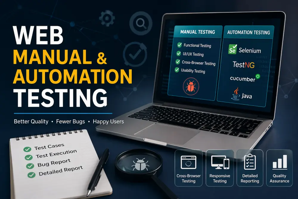 اختبار المواقع الإلكترونية يدويًا وآليًا (Web Manual & Automation Testing)