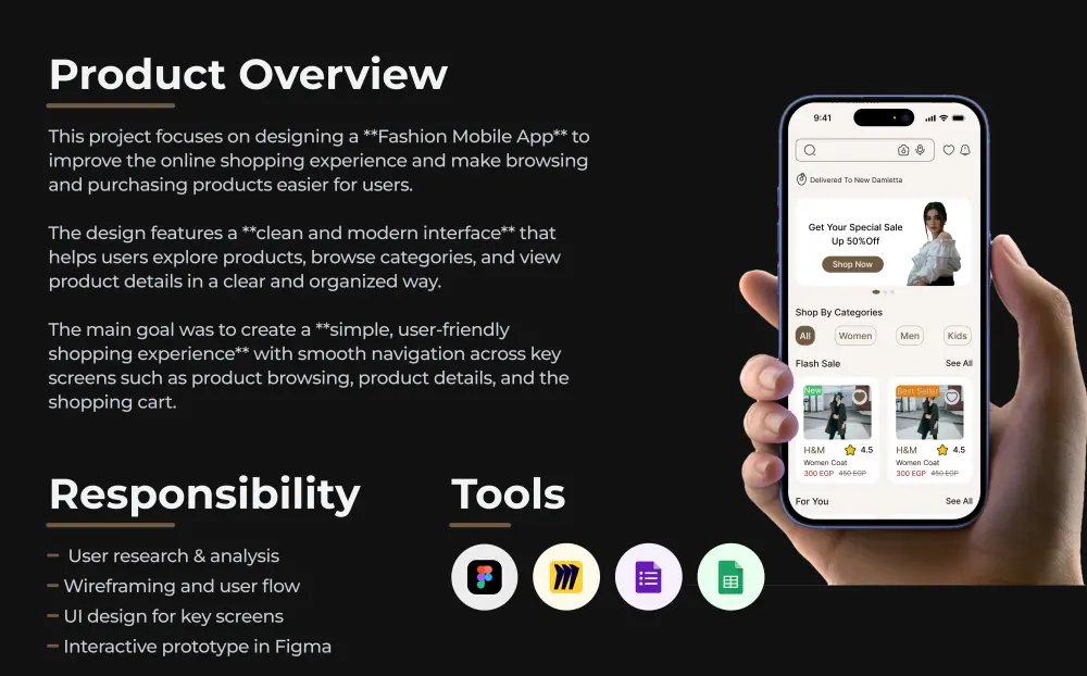تصميم تطبيق موبايل احترافي لمتاجر الأزياء (Fashion App UI/UX) يساعد على عرض المنتجات بشكل جذاب وتحسين تجربة التسوق وزيادة المبيعات.