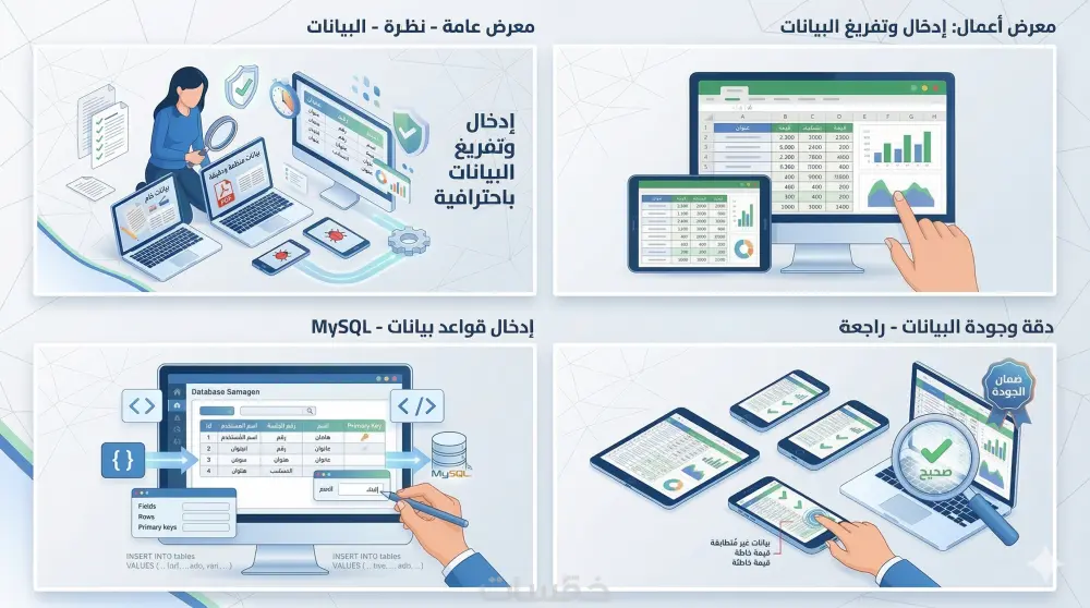 إدخال وتفريغ البيانات باحترافية (Excel - Word - قواعد بيانات)