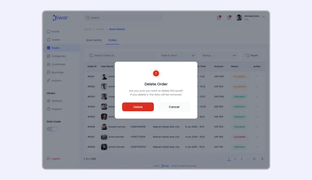 تصميم صفحة تحكم لإدارة منتج الكتروني Design dashboard