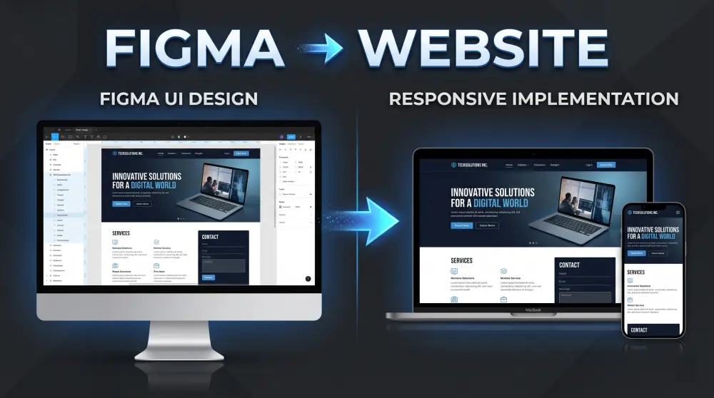 تحويل تصميم Figma أو صورة إلى موقع ويب متجاوب وسريع باحترافي