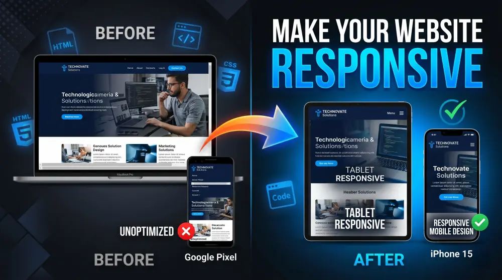 تحويل موقع عادي إلى Responsive (متوافق مع الموبايل)