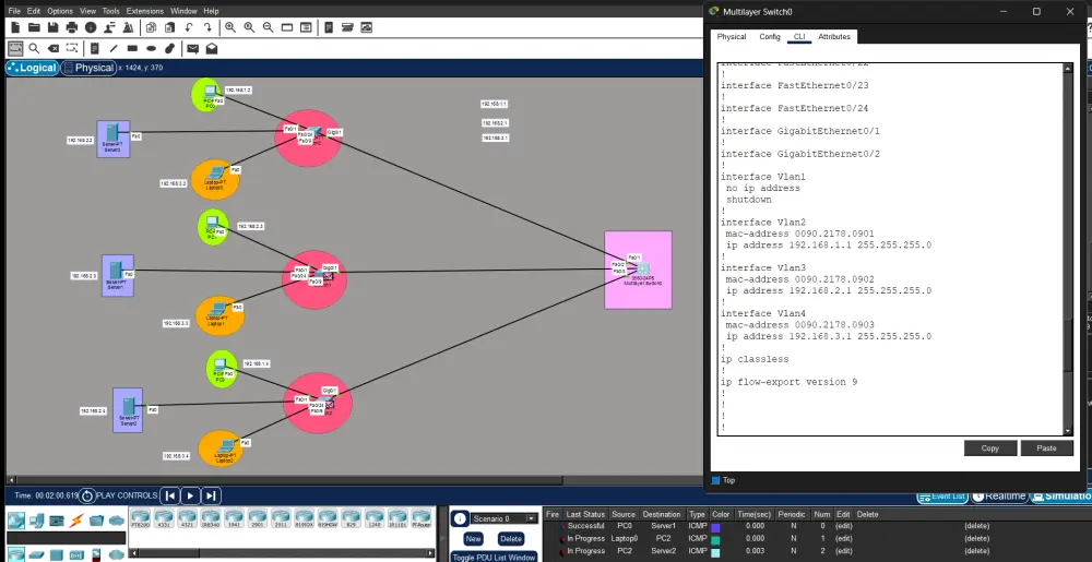 تصميم شبكات VLAN وإعداد Routing باستخدام Packet Tracer