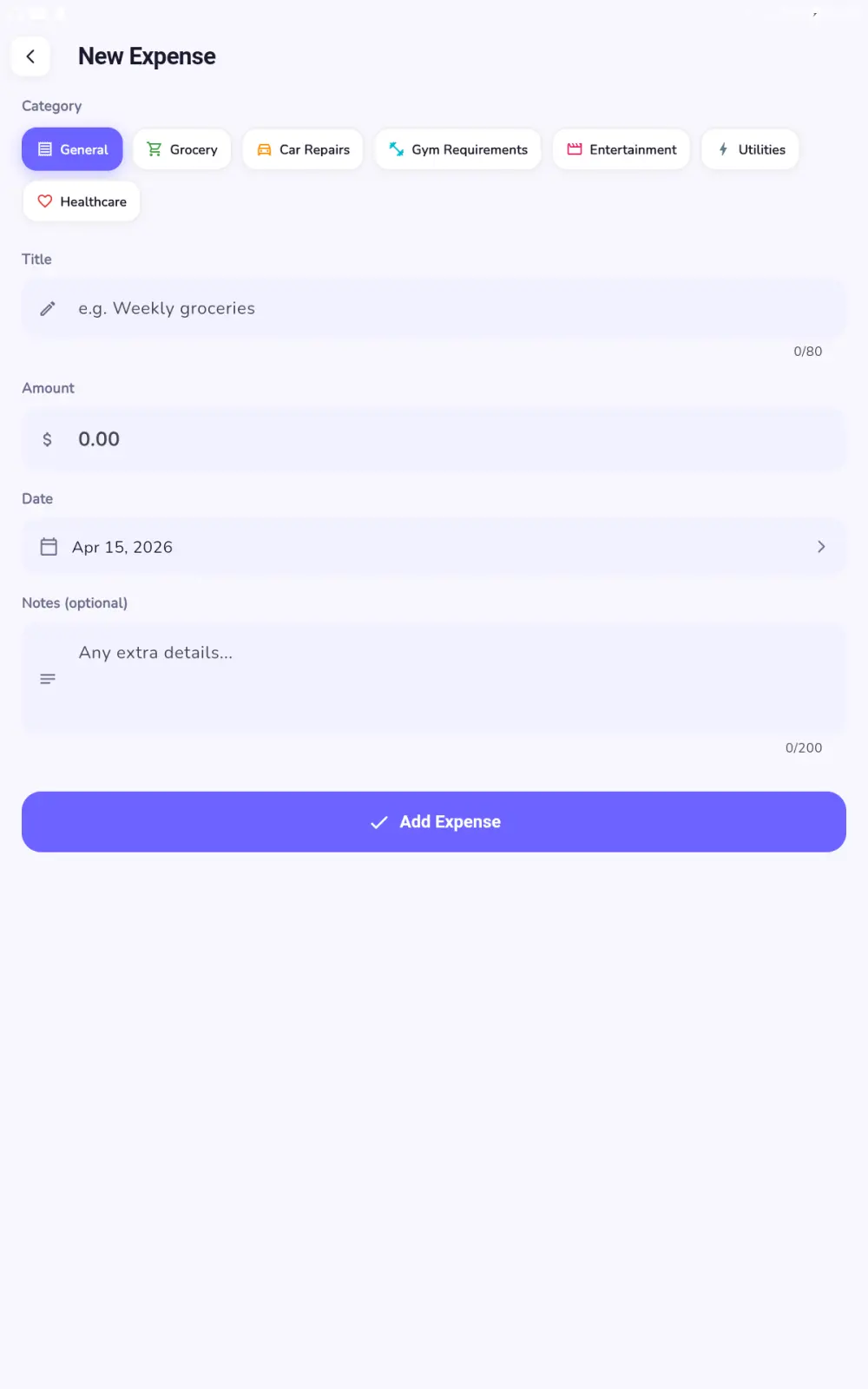 Spendly — Expense Tracker App Personal Finance & Budget Tracking App