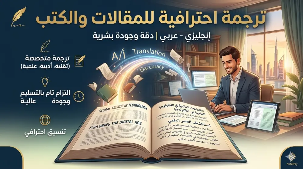 ترجمة احترافية (إنجليزي - عربي) للمقالات والكتب مع الحفاظ على روح النص