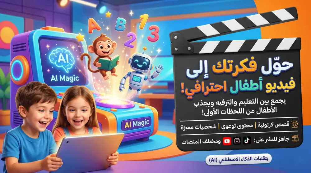 تصميم فيديوهات أطفال وقصص كرتونية احترافية بالذكاء الاصطناعي
