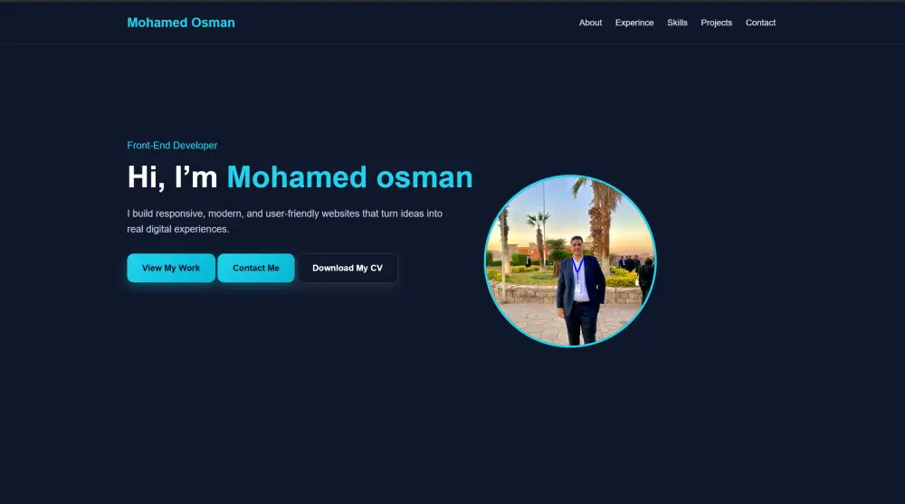 تصميم موقع Portfolio شخصي احترافي عصري لعرض مهاراتك ومشاريعك بشكل جذاب