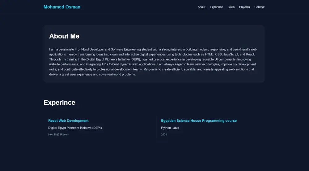 تصميم موقع Portfolio شخصي احترافي عصري لعرض مهاراتك ومشاريعك بشكل جذاب