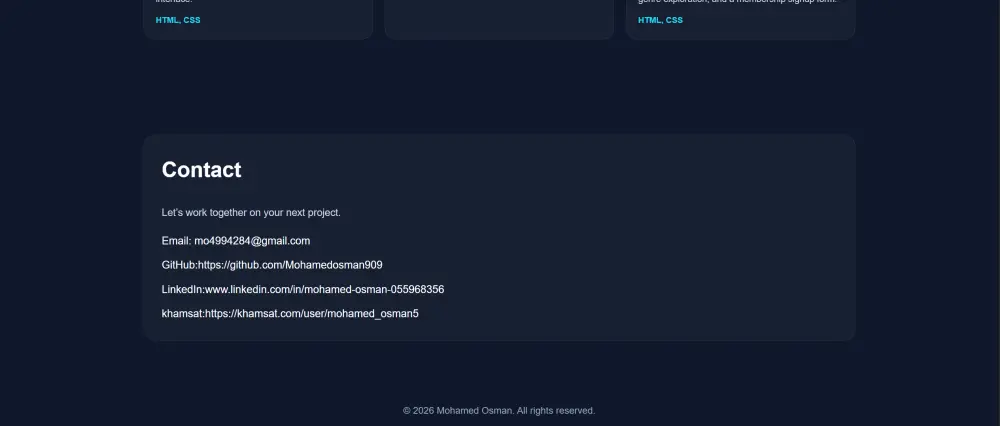 تصميم موقع Portfolio شخصي احترافي عصري لعرض مهاراتك ومشاريعك بشكل جذاب