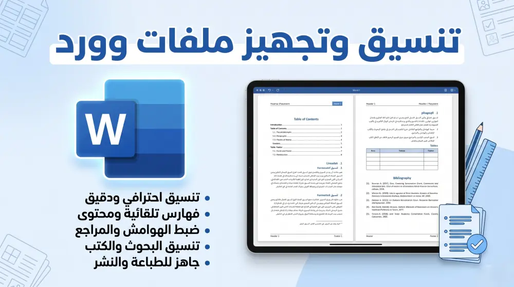 تنسيق ملفات Word والأبحاث بشكل احترافي وجاهز للطباعة