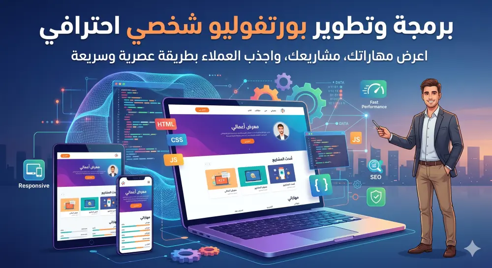 برمجة وتطوير موقع بورتفوليو (معرض أعمال) شخصي احترافي
