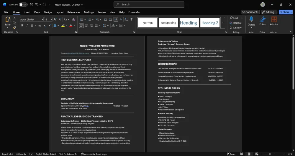 سأصمم لك سيرة ذاتية احترافية متوافقة مع ATS لزيادة فرص قبولك في الوظائف