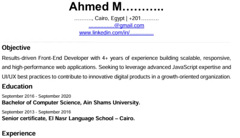 كتابة وتصميم سيرة ذاتية احترافية متوافقة مع ATS