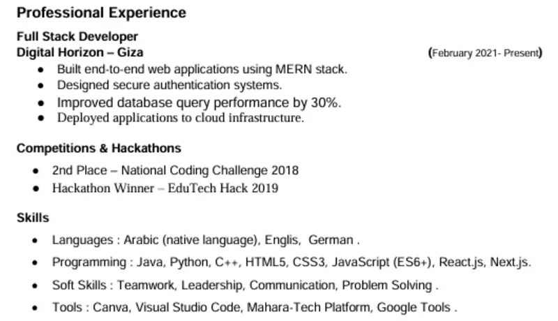 كتابة وتصميم سيرة ذاتية احترافية متوافقة مع ATS