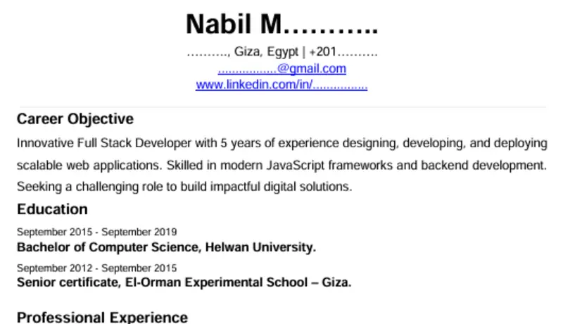كتابة وتصميم سيرة ذاتية احترافية متوافقة مع ATS