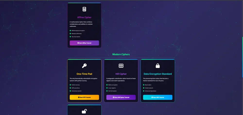 Cryptography Platform — Python, FastAPI, HTML, CSS, JavaScript