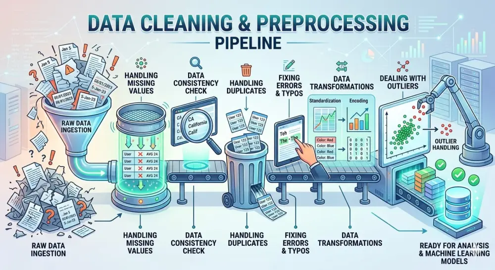 خدمة تنظيف البيانات وتجهيزها (Data Cleaning & Preprocessing)