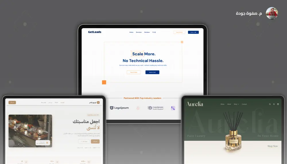 تصميم واجهة رئيسية لموقع ويب احترافي UI UX متجاوبة باستخدام Figma